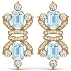 28.39 CTW Royalty Sky Topaz & VS Diamond Earrings 18K Yellow Gold - REF-490K9R - 38771