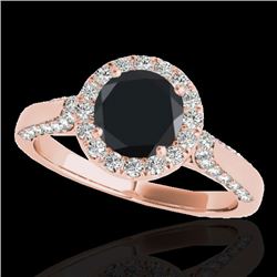 2.15 CTW Certified Vs Black Diamond Solitaire Halo Ring 10K Rose Gold - REF-96X9T - 33575