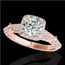 1.36 CTW H-SI/I Certified Diamond Solitaire Halo Ring 10K Rose Gold - REF-161K8R - 33752