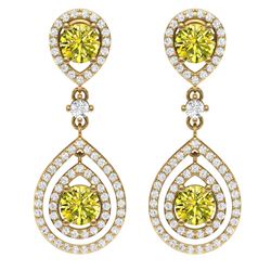 3.9 CTW Fancy Yellow SI Diamond Earrings 18K Yellow Gold - REF-336M4F - 39119