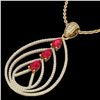 Image 1 : 2 CTW Ruby & Micro Pave VS/SI Diamond Certified Designer Necklace 18K Yellow Gold - REF-133R3K - 224