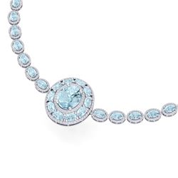 45.12 CTW Royalty Sky Topaz & VS Diamond Necklace 18K White Gold - REF-836F4M - 39285