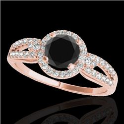 1.25 CTW Certified Vs Black Diamond Solitaire Halo Ring 10K Rose Gold - REF-57K5R - 34091