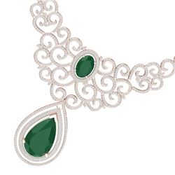 87.52 CTW Royalty Emerald & VS Diamond Necklace 18K Rose Gold - REF-2000W2H - 39837