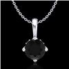 0.82 CTW Fancy Black Diamond Solitaire Art Deco Stud Necklace 18K White Gold - REF-63N6Y - 37800