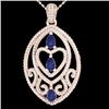 3.50 CTW Tanzanite & Micro VS/SI Diamond Certified Heart Necklace 18 14K Rose Gold - REF-218M2F - 21