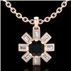 1.33 CTW Fancy Black Diamond Solitaire Art Deco Stud Necklace 18K Rose Gold - REF-100X2T - 37871