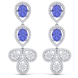 8.75 CTW Royalty Tanzanite & VS Diamond Earrings 18K White Gold - REF-327N3Y - 39087