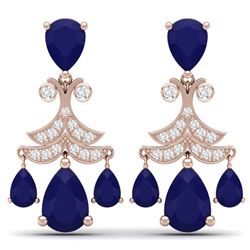 11.97 CTW Royalty Sapphire & VS Diamond Earrings 18K Rose Gold - REF-170H9W - 38722