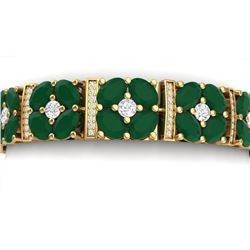 39.78 CTW Royalty Emerald & VS Diamond Bracelet 18K Yellow Gold - REF-636Y4N - 39014