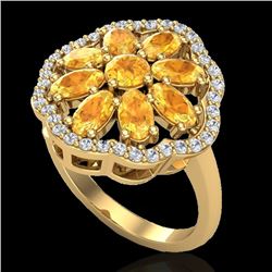 3 CTW Citrine & VS/SI Diamond Cluster Designer Halo Ring 10K Yellow Gold - REF-52K2R - 20778