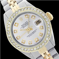 Rolex Men's Two Tone 14K Gold/SS, QuickSet, Diamond Dial & Diamond Bezel - REF-474K5R