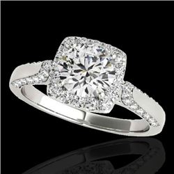 1.7 CTW H-SI/I Certified Diamond Solitaire Halo Ring 10K White Gold - REF-178F2M - 33373
