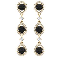 4.7 CTW Certified Black VS Diamond Earrings 18K Yellow Gold - REF-209N3Y - 39098
