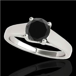 1.5 CTW Certified Vs Black Diamond Solitaire Ring 10K White Gold - REF-59M6F - 35537