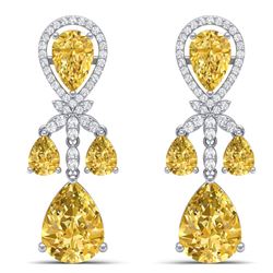35.67 CTW Royalty Canary Citrine & VS Diamond Earrings 18K White Gold - REF-290Y9N - 38616