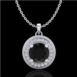 1.25 CTW Fancy Black Diamond Solitaire Art Deco Stud Necklace 18K White Gold - REF-89Y3N - 38017