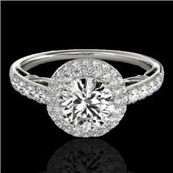 1.65 CTW H-SI/I Certified Diamond Solitaire Halo Ring 10K White Gold - REF-178F2M - 33697