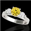 Image 1 : 1.5 CTW Certified Si Fancy Intense Yellow Diamond 3 Stone Ring 10K White Gold - REF-180X2T - 35374