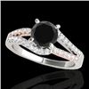 Image 1 : 1.4 CTW Certified Vs Black Diamond Solitaire Ring Two Tone 10K White & Rose Gold - REF-70M2F - 35298