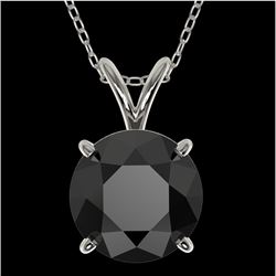 2 CTW Fancy Black VS Diamond Solitaire Necklace 10K White Gold - REF-52W4H - 33233