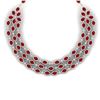 Image 2 : 85.81 CTW Royalty Ruby & VS Diamond Necklace 18K Rose Gold - REF-1618H2W - 38944