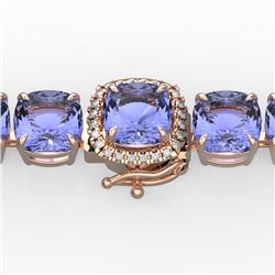 40 CTW Tanzanite & Pave VS/SI Diamond Bracelet 14K Rose Gold - REF-548F2M - 23325