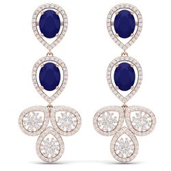 9.75 CTW Royalty Sapphire & VS Diamond Earrings 18K Rose Gold - REF-290K9R - 39085