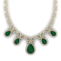38.42 CTW Royalty Emerald & VS Diamond Necklace 18K Yellow Gold - REF-1218Y2N - 39527