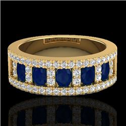 2.34 CTW Sapphire & Micro Pave VS/SI Diamond Inspired Ring 10K Yellow Gold - REF-61M8F - 20829