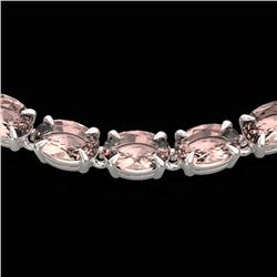 28 CTW Morganite Eternity Tennis Necklace 14K White Gold - REF-326F9M - 23377