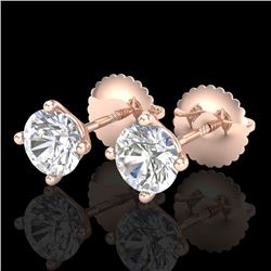 1.01 CTW VS/SI Diamond Solitaire Art Deco Stud Earrings 18K Rose Gold - REF-155Y5N - 37299