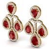 Image 2 : 29.23 CTW Royalty Designer Ruby & VS Diamond Earrings 18K Yellow Gold - REF-509H3W - 39365