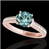 Image 1 : 1.5 CTW SI Certified Fancy Blue Diamond Solitaire Ring 10K Rose Gold - REF-174X5T - 34931