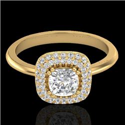 1.16 CTW Micro Si Cushion Diamond Engagement Ring Solitaire Halo 18K Yellow Gold - REF-149M5F - 2103