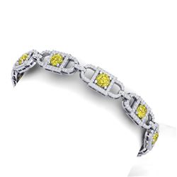 9 CTW Si/I Fancy Yellow And White Diamond Bracelet 18K White Gold - REF-750Y2N - 40145