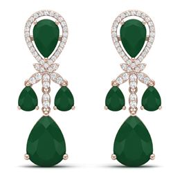 38.29 CTW Royalty Emerald & VS Diamond Earrings 18K Rose Gold - REF-454Y5N - 38605