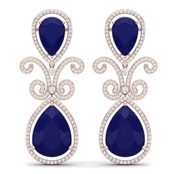 31.6 CTW Royalty Sapphire & VS Diamond Earrings 18K Rose Gold - REF-400H2W - 39547