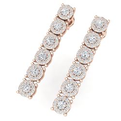 2 CTW Certified SI/I Diamond Halo Earrings 18K Rose Gold - REF-132K3R - 40173
