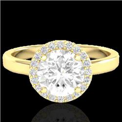 1.75 CTW Halo VS/SI Diamond Certified Micro Pave Ring Solitaire 18K Yellow Gold - REF-485H2W - 21640