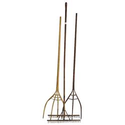 Wooden hayforks (2) & wooden double r...