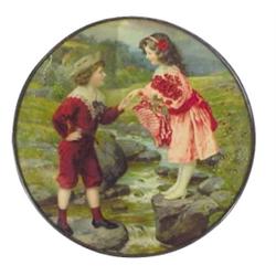 Flue cover, Victorian boy & girl cros...