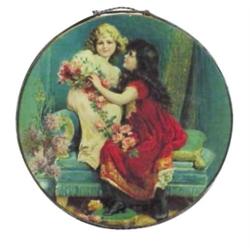 Flue cover, 2 Victorian girls w/flowe...
