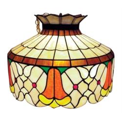 Stained glass lamp, scalloped skirt w...