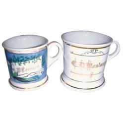 Shaving mugs (2): signed C.D. Montagu...