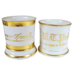 Shaving mugs (2): signed Elmer Coats,...