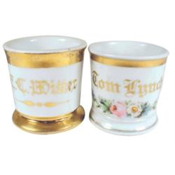 Shaving mugs (2): signed Tom Lynch, h...