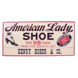 American Lady Shoe embossed tin sign,...
