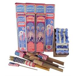 Sparklers, flags & paper garlands, al...