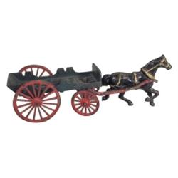 Toy CI farm wagon w/horse, original p...
